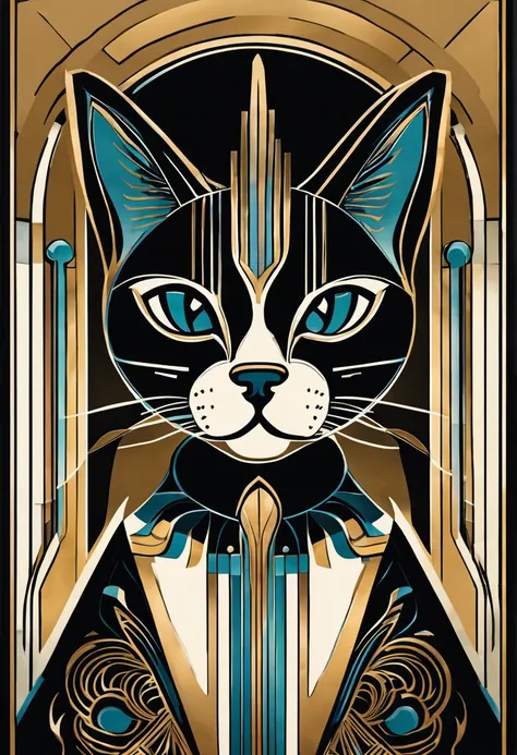 cat, art deco