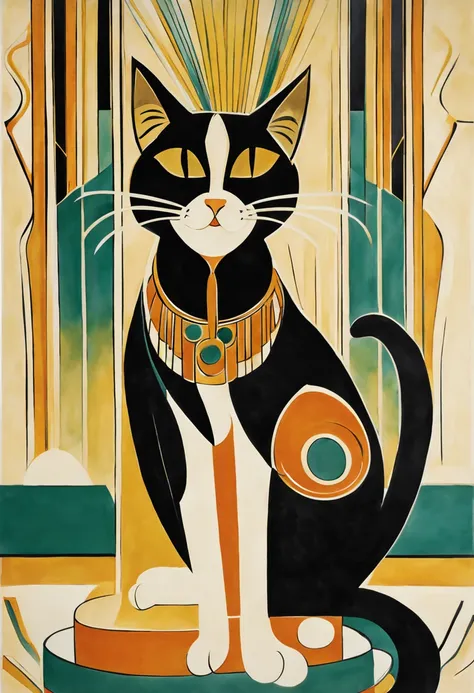 cat, art deco