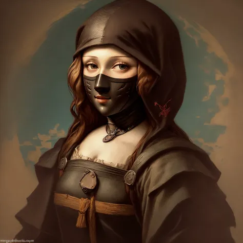 Monalisa com skimask de uma estrutura gega