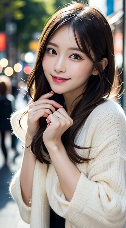 masutepiece, Best Quality, Illustration, Ultra-detailed, Full body、finely detail, hight resolution, 8K Wallpaper, Perfect dynamic composition, Beautiful detailed eyes, Womens Fashion Winter,Bob Hair, Natural Color Lip, Bold sexy poses,Smile,Harajuku、youngg...