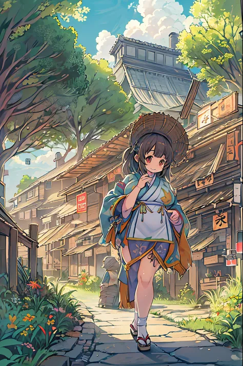 huge-breasted、kawaii、8 years old girl、A big smile、bbw、thick thight、big butts、Ultramammy,Chibi, Anime Background Art, japanese art style, beautiful anime scene, detailed scenery - width 672, Background art, Anime landscapes, Anime Background, Beautiful anim...