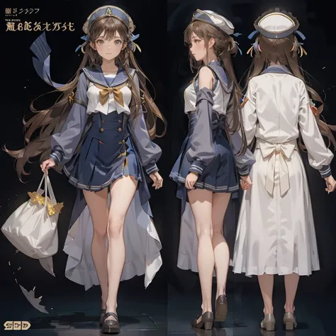 CharacterDesignSheet、full body Esbian、Marineswear、Wear a dress、Bright girl、Granblue Fantasy