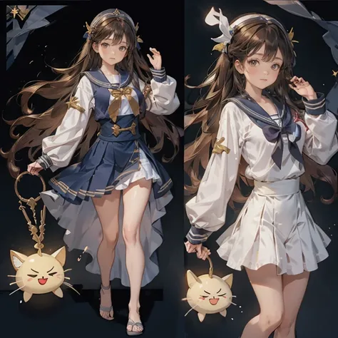 CharacterDesignSheet、full body Esbian、Marineswear、Wear a dress、Bright girl、Granblue Fantasy