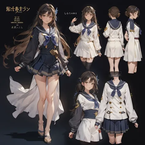 CharacterDesignSheet、full body Esbian、Marineswear、Wear a dress、Bright girl、Granblue Fantasy