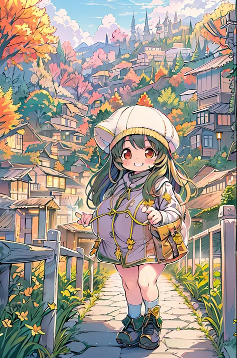 huge-breasted、kawaii、8 years old girl、A big smile、bbw、thick thight、big butts、Ultramammy,Chibi, beautiful anime scene, Anime landscapes, Anime Background, Beautiful anime scenery, Beautiful peace scenes in anime, landscape artwork、inside the kindergarten、Ho...