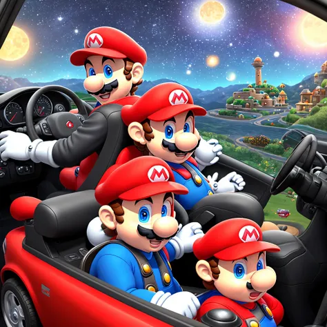 Mario, the famous plumber from the Mushroom Kingdom, decided to diversify his career and become a private driver. He acquired a 2024 HB20, a compact and modern car, perfect for his urban adventures. On a starry night, Mario is behind the wheel of the HB20,...