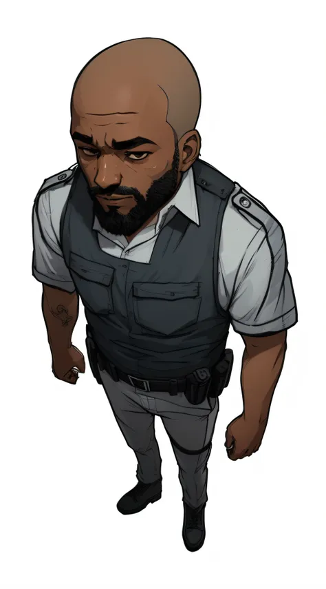 um desenho animado de um homem de colete e camisa branca, Personagem Disco Elysium, design de personagens policial homem, arte oficial do personagem, arte detalhada do personagem, retrato de personagem de corpo inteiro, Retrato de corpo inteiro do personag...