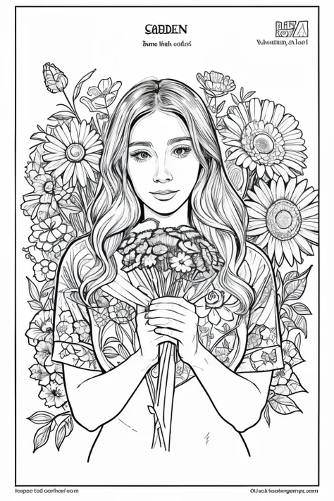 Coloring book illustration for coloring with garden flowers art line art therapy