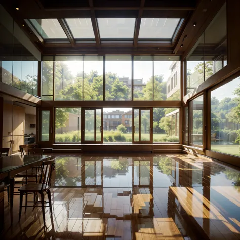 The building is a masterpiece by Louis Kahn, designed with a focus on perspective and integration with the surrounding landscape. It features a stunning glass curtain wall that allows ample natural light to flood the interior. The use of wood accents adds ...