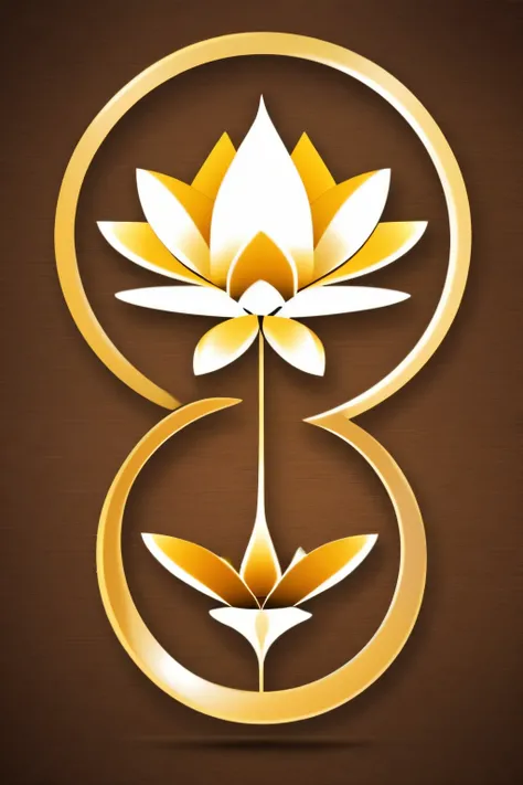 create a logo with a futuristic geometric golden lotus flower inside a golden circle