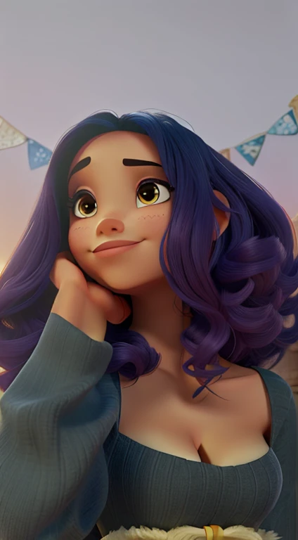 uma mulher morena, estilo disney pixar alta qualidade, melhor qualidade