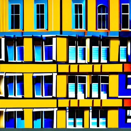 Blue and yellow Swedish warehouse. ,original,Blue and yellow Swedish warehouse. ,close up, face