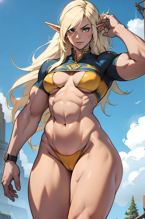 extremely long hair perfect anatomy 1 girl tall solo curvy ((muscular)) high elf toned body