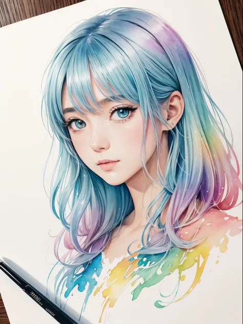 alta qualidade, 8k ultra hd |, pintura em Aquarela, Aquarela, desenho suave, using pale warm colors, smooth feel, detailed illustration of a letter K , flores coloridas em cores claras ao fundo, por yukisakura, alto detalhado,