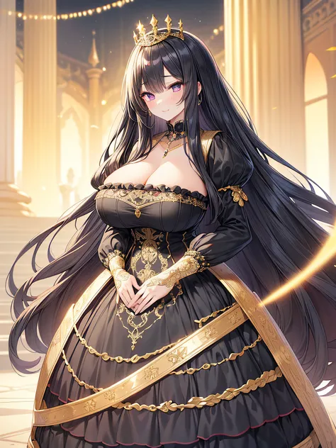 anime artstyle,Masterpiece,(Best Quality),(Super Detail),(Very Delicate and Beautiful),(Solo),((full body portrait)),full body,full body portrait,(detailed face and eyes),jewel-like beautiful eyes,(ruffled gorgeous black rococo ballgown decorated with fril...