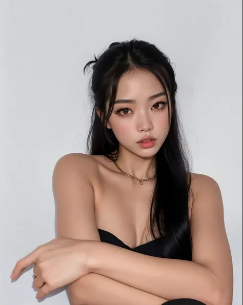 there is a woman with long black hair posing for a picture, linda mulher coreana jovem, menina coreana, Retrato de Jossi de Blackpink, a young asian woman, jennie blackpink, Mulher sul-coreana bonita, mulher coreana jovem bonita, young asian girl, Asian gi...