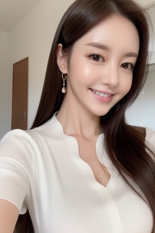 1woman,a close up, kindly smiling, crystal clear White skin,