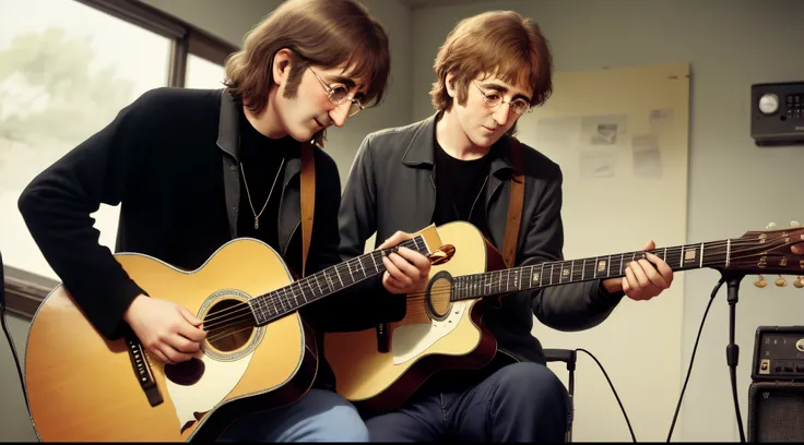 John Lennon tocando guitarra