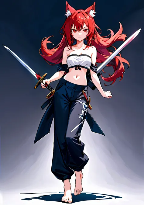 anime character with red hair and sword in hand, she is holding a katana sword, Personagem de videogame Katana Zero, Erza Scarlet como uma pessoa real, desembainhando sua Katana, she is holding a sword, com espada grande, Rias Gremory, Katana, Katana zero,...