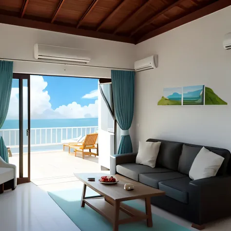 The seaside villa is full of warm sunshine and minimalist style design