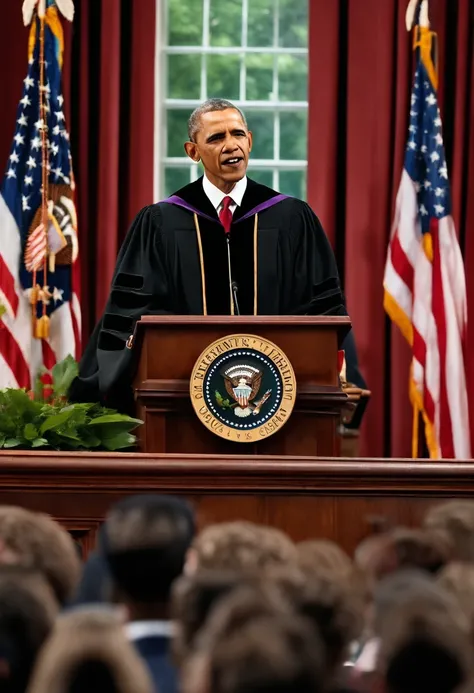 A photo of the president giving a speech at a college commencement ceremony,original,Barack Obama