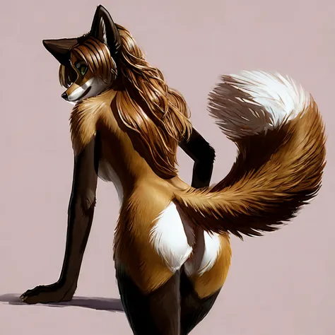 Realistic naked fox ass, Dogina, womans,