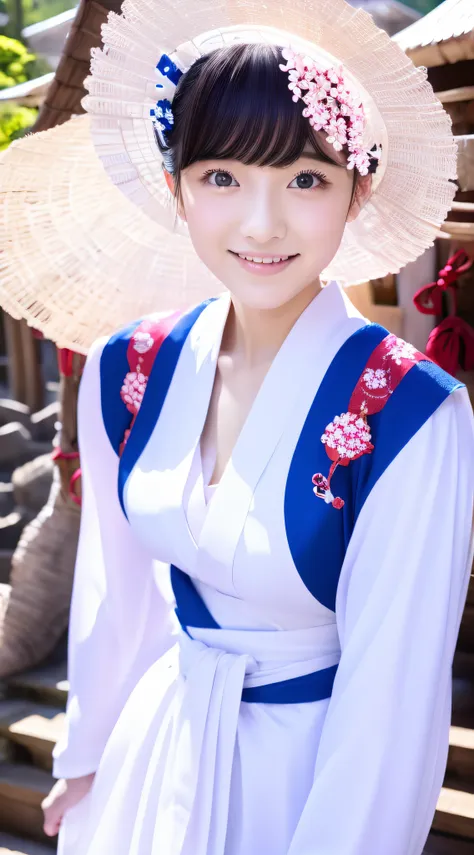 the precincts of the japan shrine、miko-san、white kimono formal wear