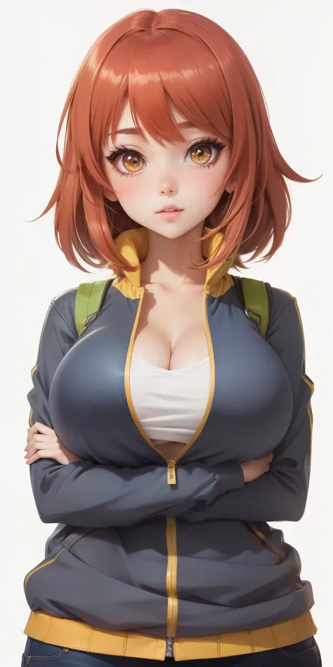 anime girl avec de gros seins posant dans un haut jaune et un jean, séduisante fille d’anime, Ilya Kuvshinov. 4 km, [ Art numérique 4 km ]!!, Style Anime 3D réaliste, Jolie fille d’anime, Artgerme extrêmement détaillé, Oppai, Style anime 4 K, Rendu photo r...