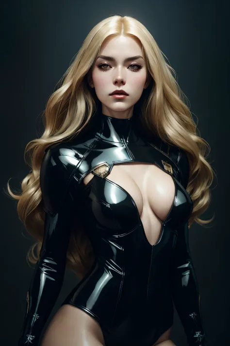 Avery Cristy, latex sexy clothes, character portrait, 4 9 9 0 s, long hair, intricate, elegant, highly detailed, digital painting, artstation, concept art, smooth, sharp focus, illustration, art by wlop, charlie bowater and alexandra fomina