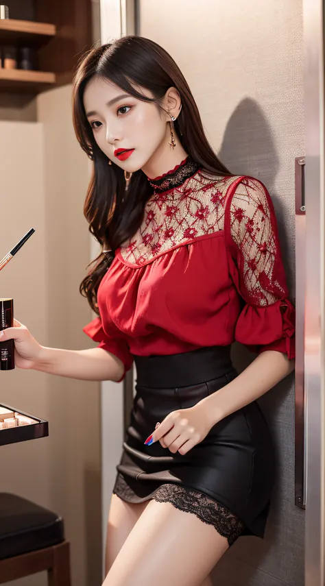 Charming beauties、blouse、tight skirts、Evil Fall、dark、brainwash、Brainwashing device、panthyhose、lacy fabric、beauty legs、a choker、Brainwashing makeup、wining、lipsticks