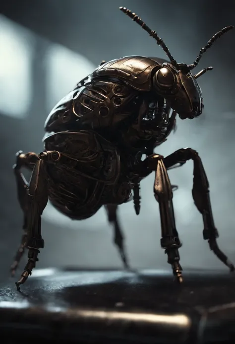 Imagine a chilling and highly detailed mechanical bug designed for a nefarious purpose – a murdering bug. Zoom in on micro-details, capturing the sinister intricacies of its design, from razor-sharp appendages to stealthy mechanisms meant for subterfuge.

...