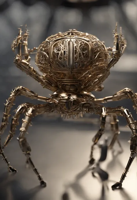 Visualize a mesmerizing and highly detailed mechanical bug, a masterpiece of intricate design. Zoom in on micro-details, capturing the precision of each gear, the delicacy of articulated limbs, and the complexity of its internal machinery.

Highlight the e...