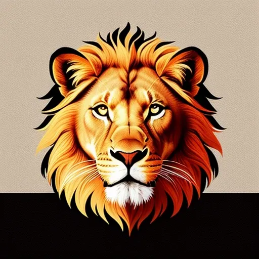 logo for consulting with the head of the lion in orange and grey pastel oil paint on a black background