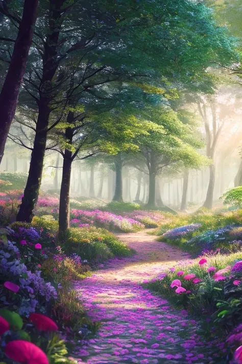 masterpiece, best quality, high quality,extremely detailed CG unity 8k wallpaper, An enchanting and dreamy scene of a fantasy forest, with towering trees, glowing mushrooms, and hidden fairy glens, creating a sense of mystique and enchantment, artstation, ...