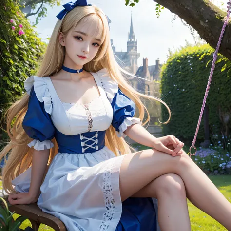 (Alice in Wonderland)、​masterpiece、Ultra-realistic、Top image quality、超A high resolution、8k photo、the ultimate beauty、Bright photo, Beautiful and cute beautiful girl、A detailed face、(pureerosface_v1:0.008)、Shiny white silky skin、alice in the wonderland、1bea...