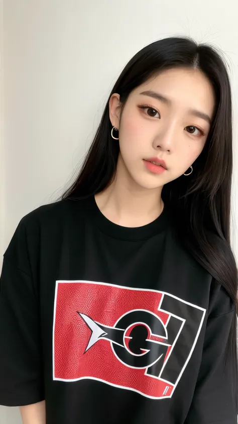 Jisoo Kim do BLACKPINK usando uma camisa escrita "STARBLACK TEAM IN YOUR AREA".