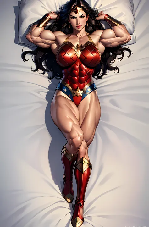 ( Masterpiece, 4k resolution, ultra-realistic, very detailed) Wonder woman (New 52 outfit) full body in the style of realism, glistening skin, , natural lighting, Defined full lips. fitness feminine body. portrait photography by artgerm, in the style of re...