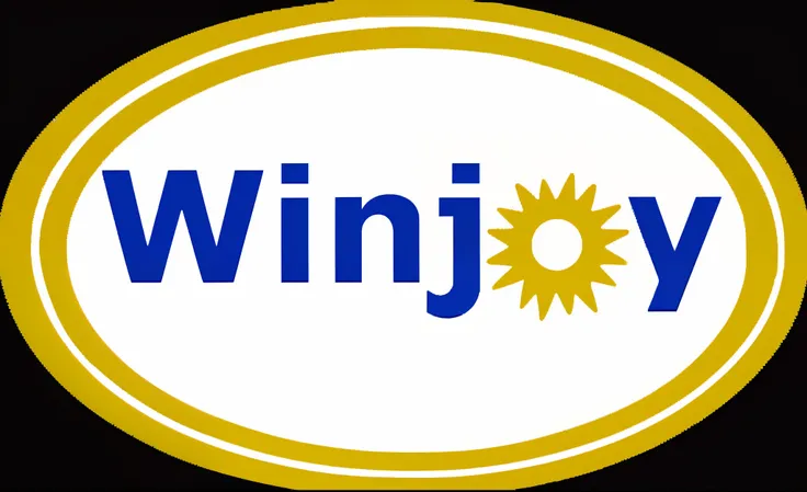 yellow and blue logo，with the word &quot;winjoy&quot; in the middle, There is the concept of &quot;winning joy&quot;。Letter O is the sun icon。