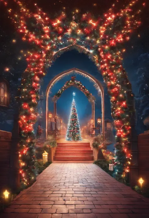 stunning christmas illuminations、Glowing lighting、illuminated tunnel