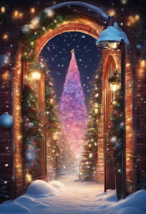 stunning christmas illuminations、Glowing lighting、illuminated tunnel