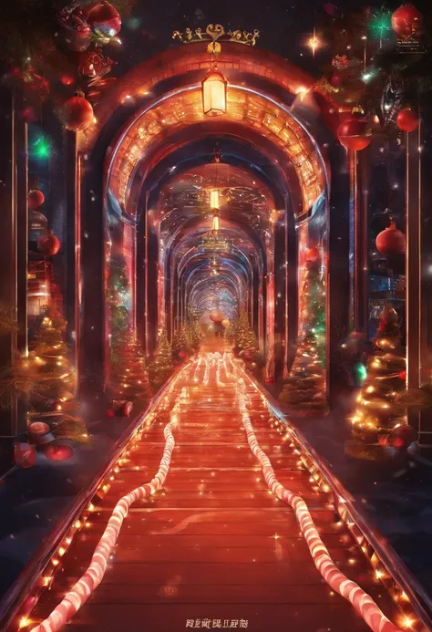 stunning christmas illuminations、Glowing lighting、illuminated tunnel