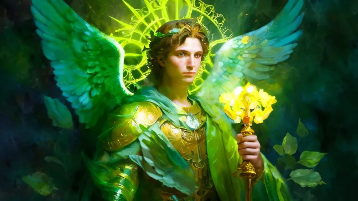 a painting of an angel holding a torch in his hand, ser anjoical brilhante, Arcanjo Miguel, arcanjo, Ethereal Angelic Being of Light, Directed by: Arthur Pan, Directed by: Aleksander Gierymski, cheio de pinturas de anjos, Angelic Light, angel spirit guide,...