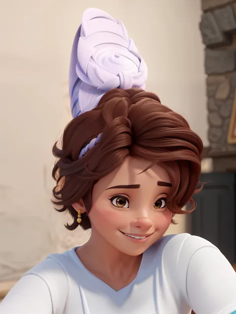 Uma mulher morena  estilo Disney pixa ,alta qualidade,  melhor qualidade