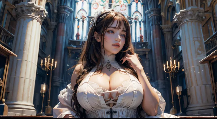 (ultra-realistic realism), (illustratio), (A high resolution), (8K), (The is very detailed), (The best illustrations), (beatiful detailed eyes), (top-quality), (ultra - detailed), (tmasterpiece), (the wallpaper), (Detailed face)1 Plump，curate，Large breasts...