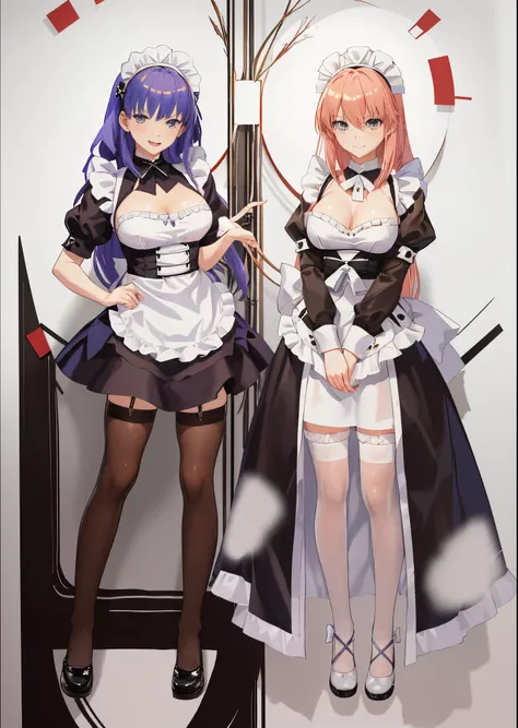 Photos taken by a professional photographer，Live action，4K､two women wearing maid clothes, anime maids riding early tanks, Artorian Pendragon, anime style like fate/Stay Night, Fate Grand Order, maid clothes, Ecchi anime style, characters from azur lane, E...