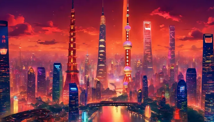 Through fascinating images of the futuristic city of Shanghai、Toward an attractive future vision。 Golden skyscrapers soar、A sophisticated glass facade that cuts through the sky、Become the light of the city that never sleeps。 In the middle of a lively citys...