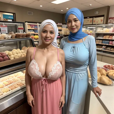 58-Years-Old,Female Store owner, Hijab Beautiful Indonesian Mature Woman, Wearing Tight Gamis, wearing bra, Realistic Ultra Gigantic Breast : 21.9,realistic wrinkels body,realistic wrinkels on breast, Gigantic Breast Through, PP cup Breast, Seducting Look,...