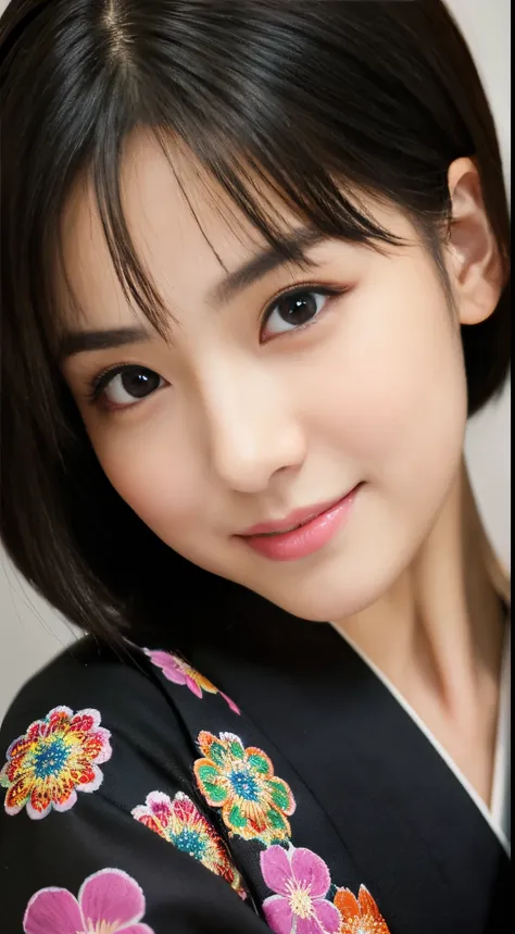 Best-quality, Masterpiece, Ultra-High-Resolution, (Photorealistic:1.4), Raw-Photo, Extremely-Details, Perfect-Anatomy, 1girl, 18-years-old, the most famous Japanese actress, portrait, looking at viewer, innocent smile, in Japanese-style room, wearing color...