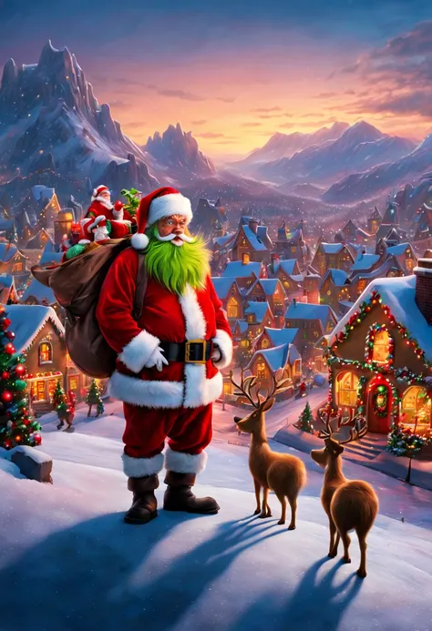 ((A lonely guy known as "The Grinch" lives on the top of a mountain. At the foot of the mountain is a town as beautiful as gingerbread, Whoville.As the town of Whoville prepares for Christmas, the Grinch plans to ruin the holiday for everyone.The Grinch, w...