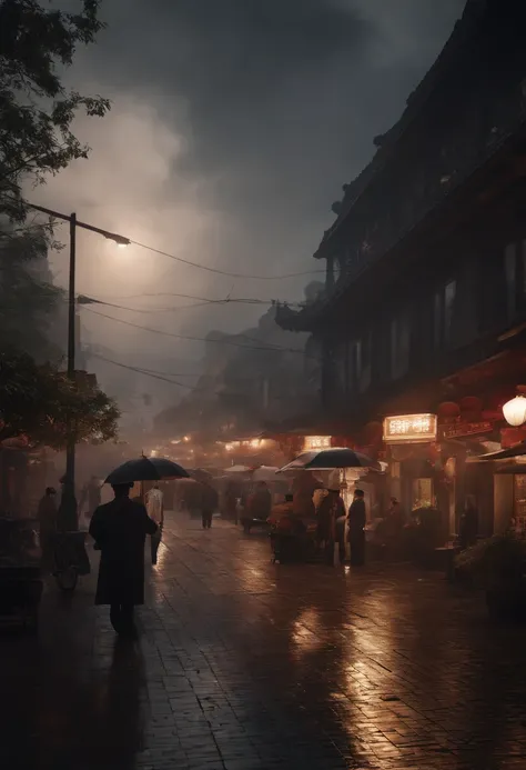 ((in a panoramic view)), ((down view：20)),The urban scene of Chengdu being bombed in 1940，Unreal Engine5,Ray traching， motionblur, 电影灯光, hyper HD, Best quality, high detal